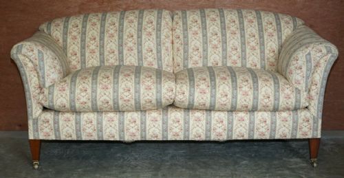 ANTIQUE HOWARD SONS PORTARLINGTON LARGE SOFA ORIGINAL TICKING UPHOLSTERY - ADDITIONAL PHOTO 1