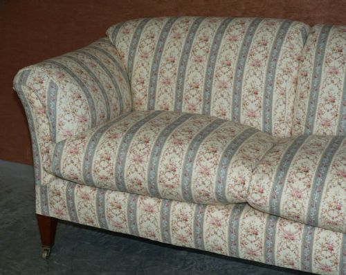 ANTIQUE HOWARD SONS PORTARLINGTON LARGE SOFA ORIGINAL TICKING UPHOLSTERY - ADDITIONAL PHOTO 2