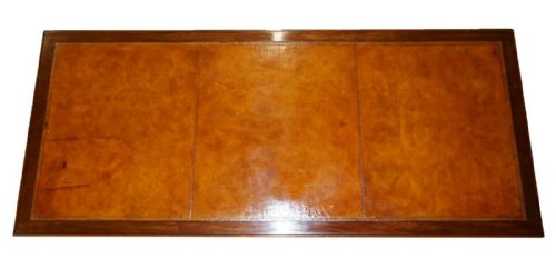 VICTORIAN 1880 RESTORED HAND DYED BROWN LEATHER MAHOGANY DINING TABLE 6 DRAWRS - ADDITIONAL PHOTO 1