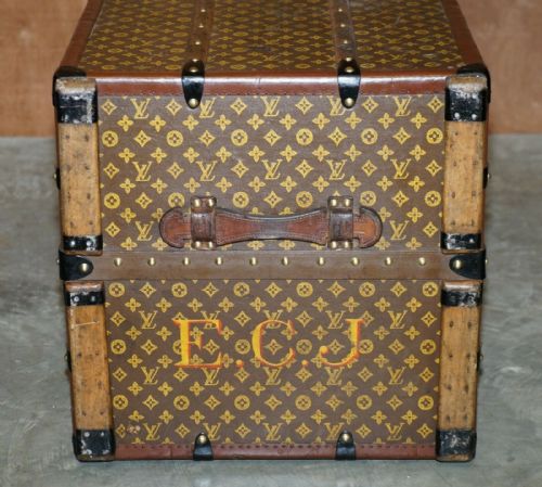 FULLY RESTORED 1920 LOUIS VUITTON FRANCE WARDROBE STEAMER TRUNK STENCIL MONOGRAM - ADDITIONAL PHOTO 3