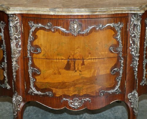 RARE COLLECTABLE GERMAIN LANDRIN CIRCA 1750 FRENCH MARBLE KINGWOOD SIDEBOARD - ADDITIONAL PHOTO 1