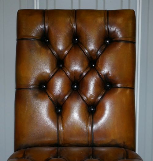 FULLY RESTORED SUITE OF NEW LEATHER CHESTERFIELD DINING CHAIRS CLAW BALL FEET - ADDITIONAL PHOTO 2