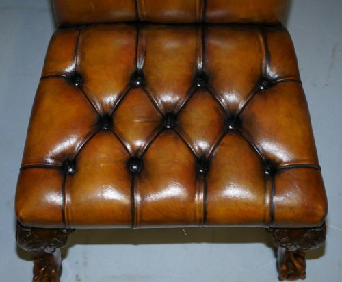 FULLY RESTORED SUITE OF NEW LEATHER CHESTERFIELD DINING CHAIRS CLAW BALL FEET - ADDITIONAL PHOTO 4