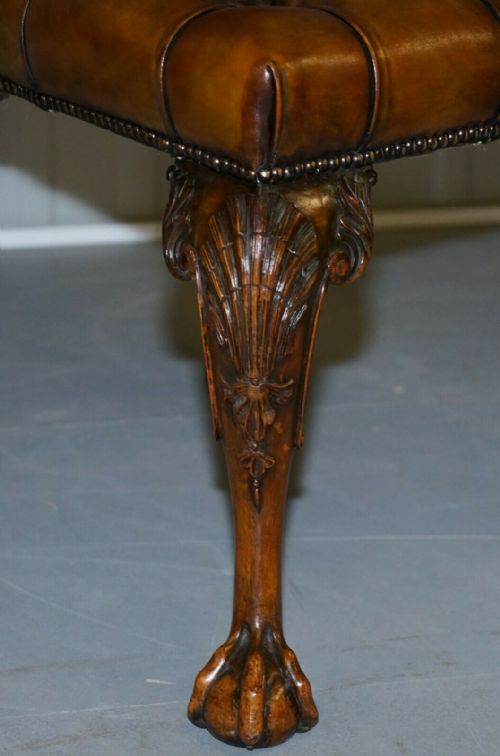 FULLY RESTORED SUITE OF NEW LEATHER CHESTERFIELD DINING CHAIRS CLAW BALL FEET - ADDITIONAL PHOTO 5