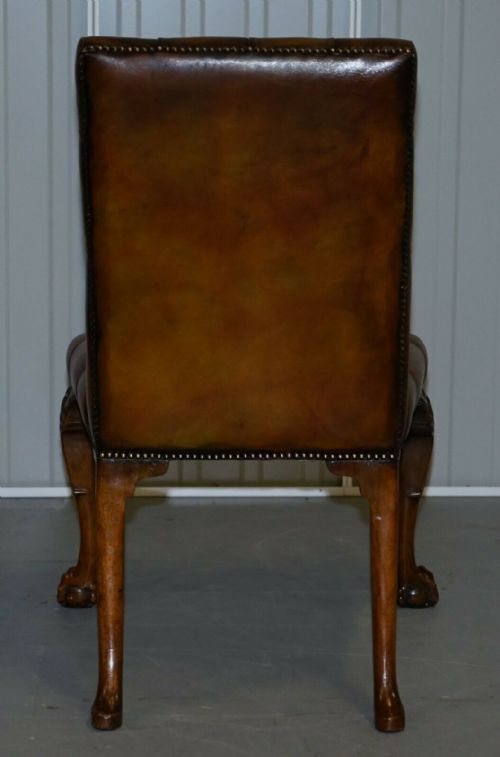 FULLY RESTORED SUITE OF NEW LEATHER CHESTERFIELD DINING CHAIRS CLAW BALL FEET - ADDITIONAL PHOTO 9