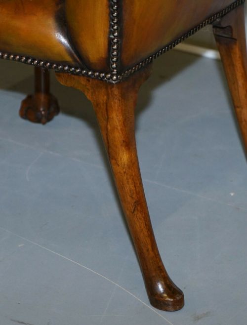 FULLY RESTORED SUITE OF NEW LEATHER CHESTERFIELD DINING CHAIRS CLAW BALL FEET - ADDITIONAL PHOTO 10
