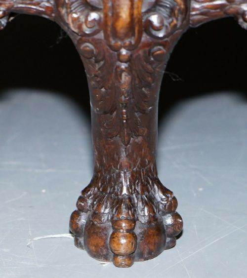 RARE 19TH CENTURY HAND CARVED MAHOGANY HAWK CLAW BALL FEET LIBRARY STUDY SOFA - ADDITIONAL PHOTO 3
