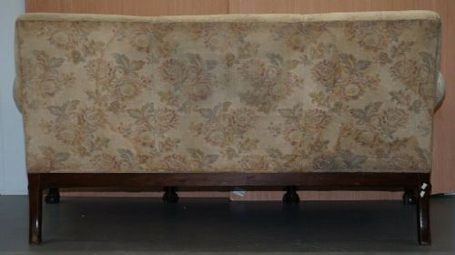 RARE 19TH CENTURY HAND CARVED MAHOGANY HAWK CLAW BALL FEET LIBRARY STUDY SOFA - ADDITIONAL PHOTO 10