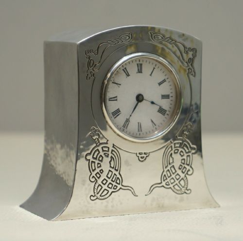 SOLID STERLING SILVER LIBERTY'S LONDON 1915 MINIATURE CARRIAGE CLOCK TUDRIC FEEL - ADDITIONAL PHOTO 1