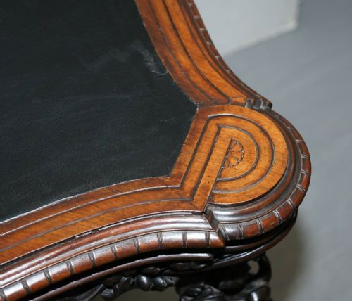 IMPORTANT ITALIAN ANGIOLO BARBETTI FIRENZE ANTIQUE CHERUB DESK LIBRARY TABLE - ADDITIONAL PHOTO 3