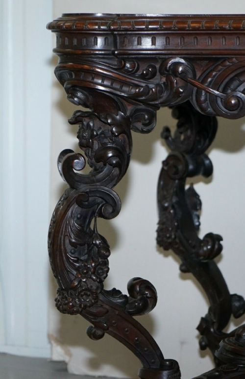 IMPORTANT ITALIAN ANGIOLO BARBETTI FIRENZE ANTIQUE CHERUB DESK LIBRARY TABLE - ADDITIONAL PHOTO 5