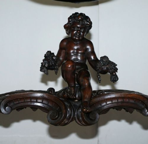 IMPORTANT ITALIAN ANGIOLO BARBETTI FIRENZE ANTIQUE CHERUB DESK LIBRARY TABLE - ADDITIONAL PHOTO 6