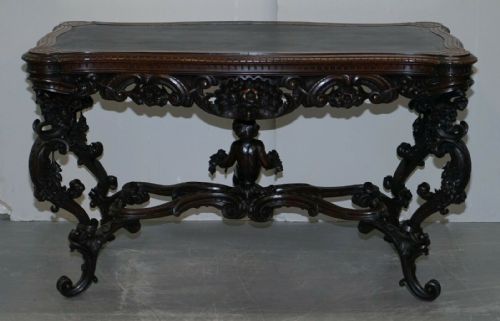 IMPORTANT ITALIAN ANGIOLO BARBETTI FIRENZE ANTIQUE CHERUB DESK LIBRARY TABLE - ADDITIONAL PHOTO 8