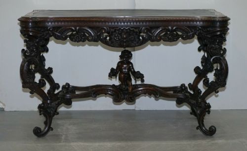 IMPORTANT ITALIAN ANGIOLO BARBETTI FIRENZE ANTIQUE CHERUB DESK LIBRARY TABLE - ADDITIONAL PHOTO 11