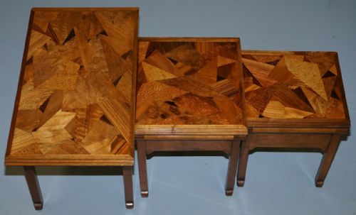 EXTREMELY RARE NEST OF EMILE GALLE CIRCA 1900 SPECIMEN WOOD TABLES ART NOUVEAU - ADDITIONAL PHOTO 1