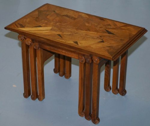 EXTREMELY RARE NEST OF EMILE GALLE CIRCA 1900 SPECIMEN WOOD TABLES ART NOUVEAU - ADDITIONAL PHOTO 4