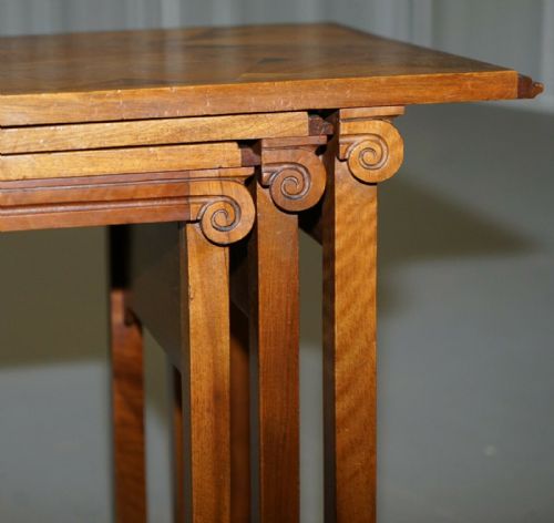 EXTREMELY RARE NEST OF EMILE GALLE CIRCA 1900 SPECIMEN WOOD TABLES ART NOUVEAU - ADDITIONAL PHOTO 11