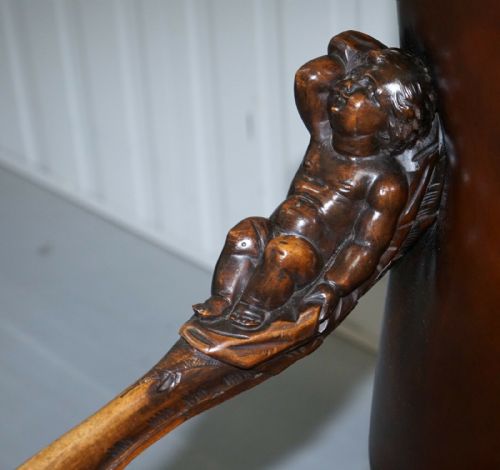 1850 PALATIAL VENETIAN CARVED WALNUT LEATHER BENCH VALENTINO PANCIERA BESAREL - ADDITIONAL PHOTO 5