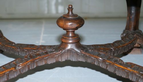 1850 PALATIAL VENETIAN CARVED WALNUT LEATHER BENCH VALENTINO PANCIERA BESAREL - ADDITIONAL PHOTO 7
