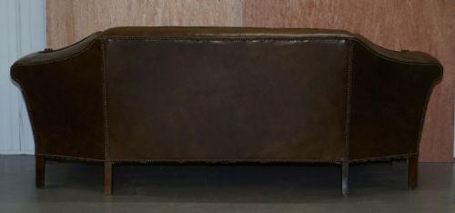 SUBLIME FULLY RESTORED REGENCY 1810 SOFA BROWN LEATHER CARVED HERMS STATUE FRAME - ADDITIONAL PHOTO 11