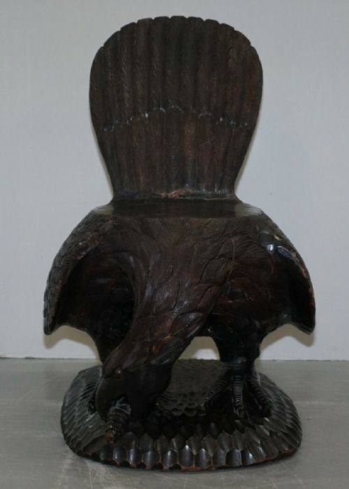 PAIR OF ORNATE HAND CARVED SOLID WOOD CIRCA 1900 AMERICAN EAGLE ARMCHAIRS - ADDITIONAL PHOTO 1