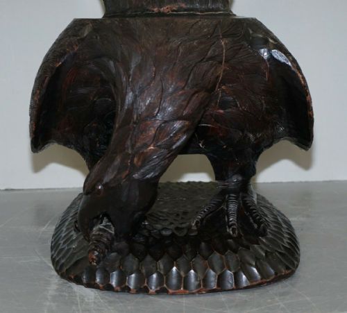 PAIR OF ORNATE HAND CARVED SOLID WOOD CIRCA 1900 AMERICAN EAGLE ARMCHAIRS - ADDITIONAL PHOTO 2