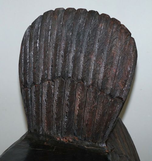 PAIR OF ORNATE HAND CARVED SOLID WOOD CIRCA 1900 AMERICAN EAGLE ARMCHAIRS - ADDITIONAL PHOTO 4