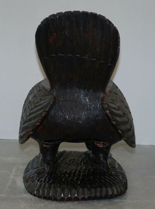 PAIR OF ORNATE HAND CARVED SOLID WOOD CIRCA 1900 AMERICAN EAGLE ARMCHAIRS - ADDITIONAL PHOTO 7