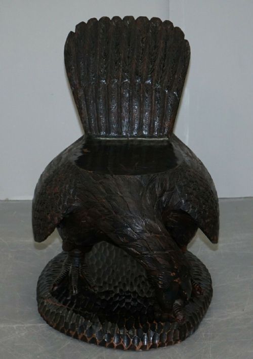 PAIR OF ORNATE HAND CARVED SOLID WOOD CIRCA 1900 AMERICAN EAGLE ARMCHAIRS - ADDITIONAL PHOTO 9