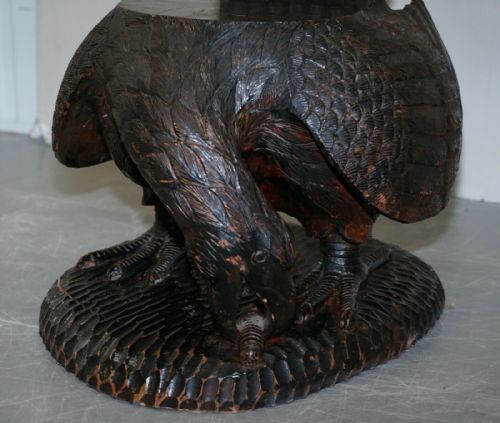 PAIR OF ORNATE HAND CARVED SOLID WOOD CIRCA 1900 AMERICAN EAGLE ARMCHAIRS - ADDITIONAL PHOTO 10