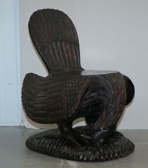 PAIR OF ORNATE HAND CARVED SOLID WOOD CIRCA 1900 AMERICAN EAGLE ARMCHAIRS - ADDITIONAL PHOTO 11