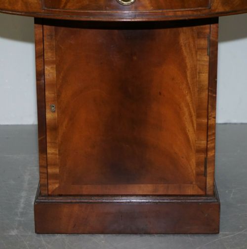 ANTIQUE VICTORIAN FLAMED MAHOGANY REVOLVING RENT DRUM TABLE BROWN LEATHER TOP - ADDITIONAL PHOTO 3
