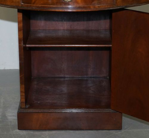 ANTIQUE VICTORIAN FLAMED MAHOGANY REVOLVING RENT DRUM TABLE BROWN LEATHER TOP - ADDITIONAL PHOTO 10