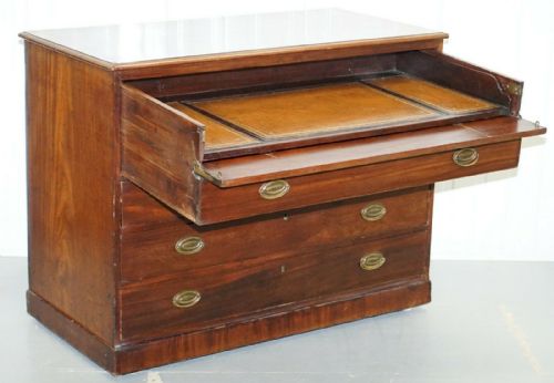 ROBERT GILLOWS II 1790 WRITING LIBRARY MAHOGANY CHEST OF DRAWERS LEATHER SLOPE - ADDITIONAL PHOTO 11