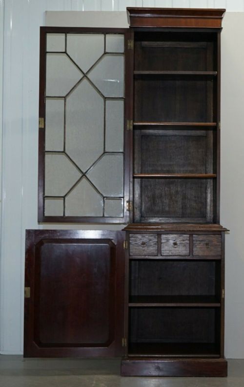 PAIR OF LARGE TALL ANTIQUE VICTORIAN MAHOGANY ASTRAL GLAZED LIBRARY BOOKCASES - ADDITIONAL PHOTO 8