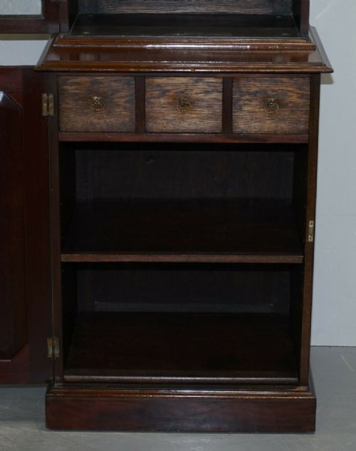 PAIR OF LARGE TALL ANTIQUE VICTORIAN MAHOGANY ASTRAL GLAZED LIBRARY BOOKCASES - ADDITIONAL PHOTO 9