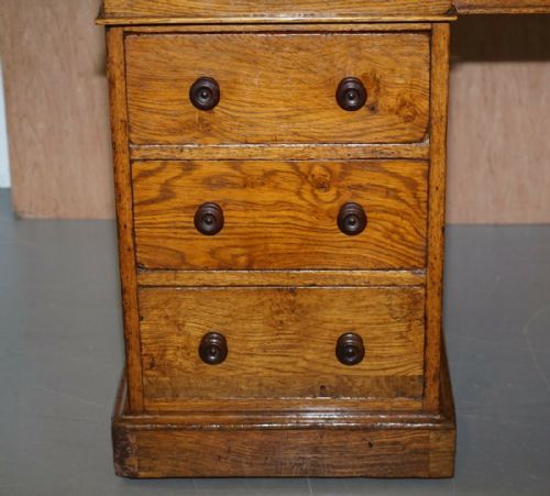 RARE CIRCA 1880 ANTIQUE HOWARD SON'S POLLARD OAK PATNER DESK OXBLOOD LEATHER - ADDITIONAL PHOTO 4