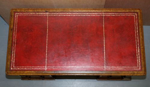 RARE CIRCA 1880 ANTIQUE HOWARD SON'S POLLARD OAK PATNER DESK OXBLOOD LEATHER - ADDITIONAL PHOTO 6