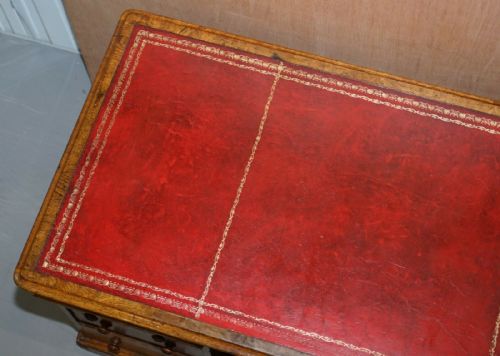 RARE CIRCA 1880 ANTIQUE HOWARD SON'S POLLARD OAK PATNER DESK OXBLOOD LEATHER - ADDITIONAL PHOTO 7