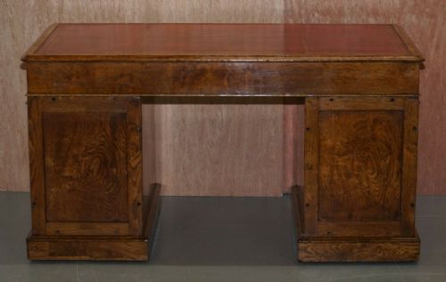RARE CIRCA 1880 ANTIQUE HOWARD SON'S POLLARD OAK PATNER DESK OXBLOOD LEATHER - ADDITIONAL PHOTO 8