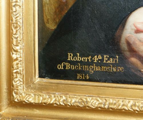 fig 6. A Regency period oil painting on canvas depicting a seated gentleman in a dark double-breasted coat, housed within a gilded wood frame.