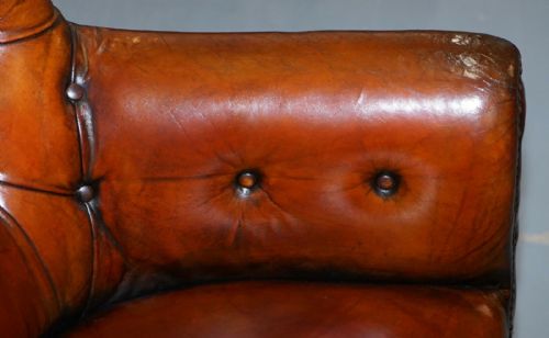 REGENCY CHESTERFIELD BROWN LEATHER PORTERS ARMCHAIR IN THE MANOR OF GILLOWS - ADDITIONAL PHOTO 8