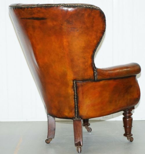 REGENCY CHESTERFIELD BROWN LEATHER PORTERS ARMCHAIR IN THE MANOR OF GILLOWS - ADDITIONAL PHOTO 10
