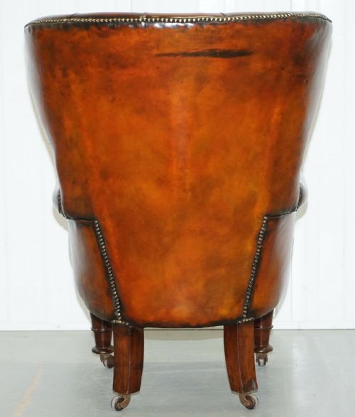 REGENCY CHESTERFIELD BROWN LEATHER PORTERS ARMCHAIR IN THE MANOR OF GILLOWS - ADDITIONAL PHOTO 11