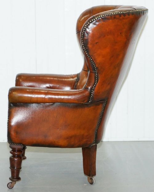 REGENCY CHESTERFIELD BROWN LEATHER PORTERS ARMCHAIR IN THE MANOR OF GILLOWS - ADDITIONAL PHOTO 12