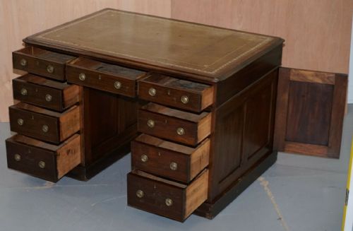 LOVELY GEORGE III CIRCA 1780 DOUBLE SIDED WALNUT PARTNER DESK ORIGINAL HANDLES - ADDITIONAL PHOTO 5