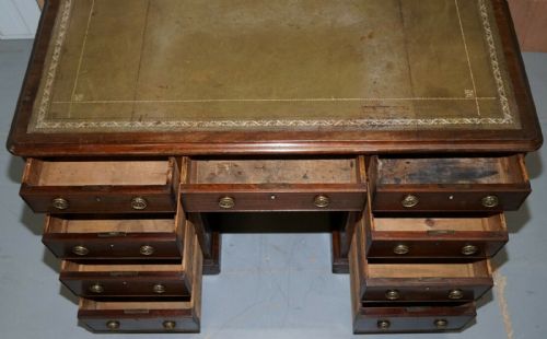 LOVELY GEORGE III CIRCA 1780 DOUBLE SIDED WALNUT PARTNER DESK ORIGINAL HANDLES - ADDITIONAL PHOTO 8