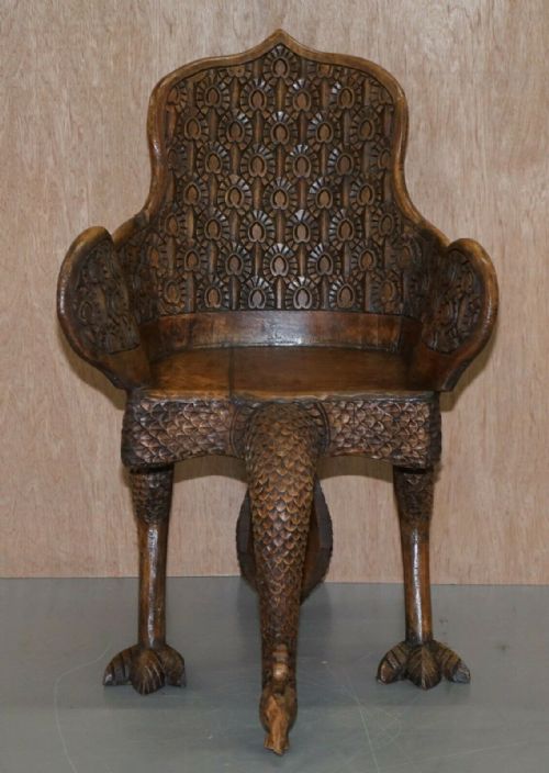 PAIR OF ORNATE BURMESE ANGLO INDIAN HAND CARVED CIRCA 1880 PEACOCK ARMCHAIRS - ADDITIONAL PHOTO 3