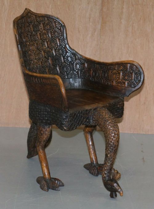 PAIR OF ORNATE BURMESE ANGLO INDIAN HAND CARVED CIRCA 1880 PEACOCK ARMCHAIRS - ADDITIONAL PHOTO 6