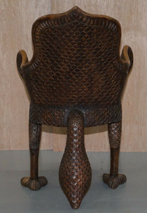PAIR OF ORNATE BURMESE ANGLO INDIAN HAND CARVED CIRCA 1880 PEACOCK ARMCHAIRS - ADDITIONAL PHOTO 8